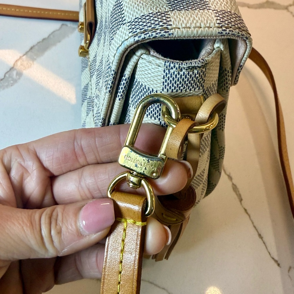 Top-Handle Checkerboard Satchel Bag in Beige and Tan - Picture 6 of 13